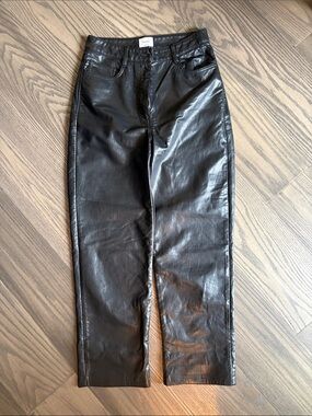 Wilfred Black Faux Leather ankle Straight Leg Pants